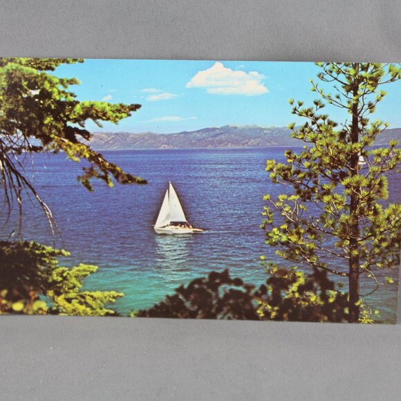 Vintage Postcard - Sailboat on Lake Tahoe - Dexter Press - Picture 3 of 3